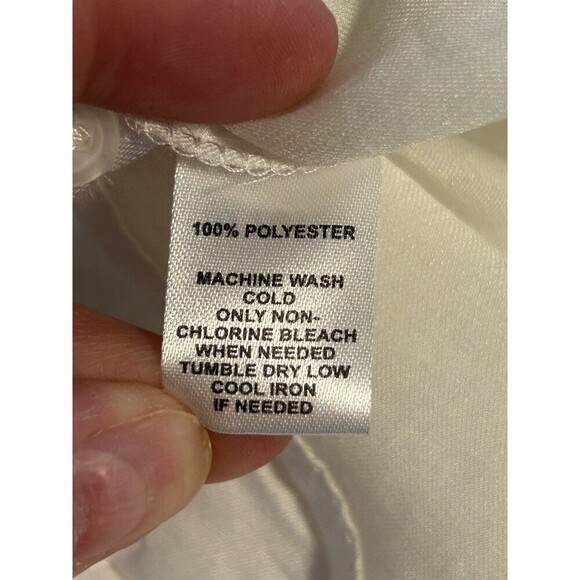 LOFT MP Ivory Semi-Sheer Button Front Blouse V-Neck 3/4 Sleeve - Picture 10 of 10